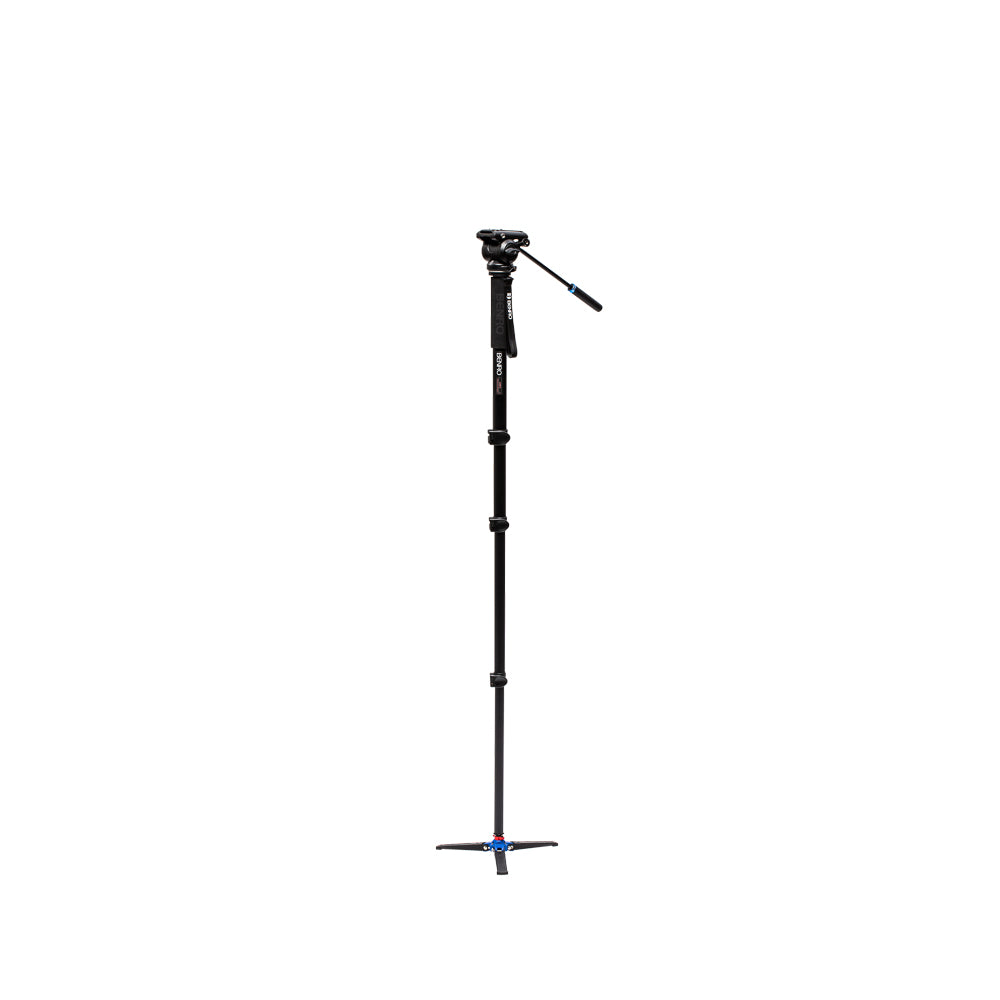 Fully extended monopod with a video tripod head