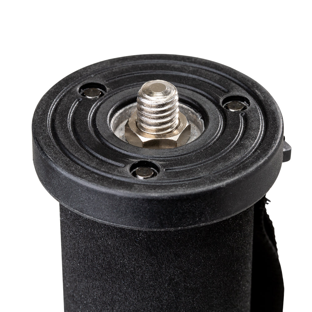 Benro monopod mechanical component with a metal screw on a white background