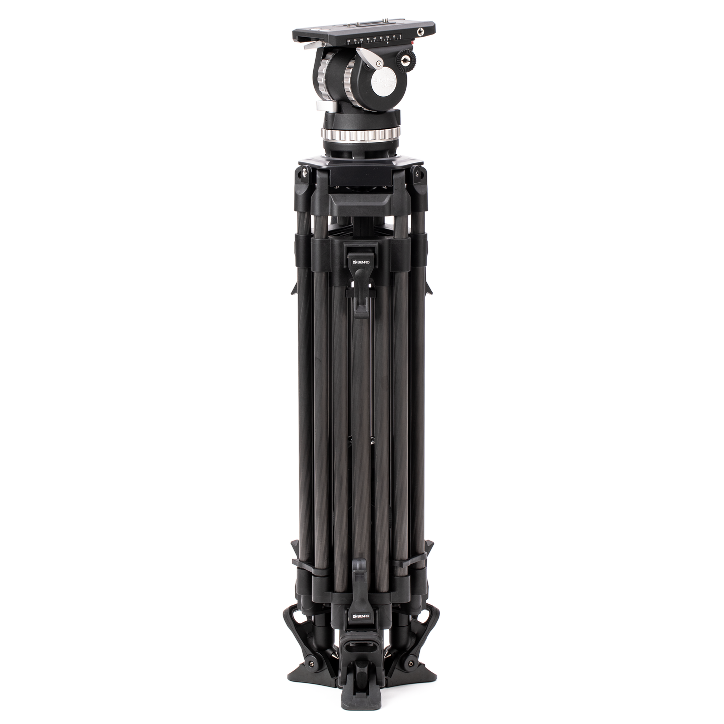 Close-up side profile of the Benro BVX18 fluid head showing pan arms and drag controls.