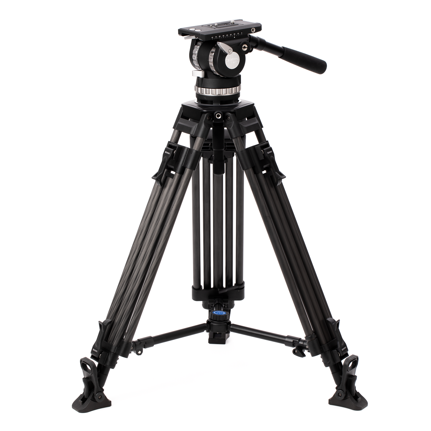 The Benro BVX18 quick-release plate being slid onto the fluid head's platform.