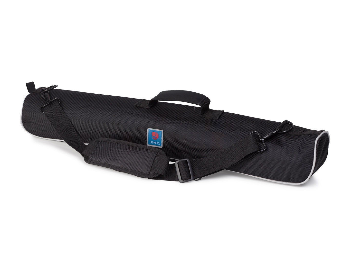 The complete Benro video tripod kit including the legs, S2 head, and its included padded nylon travel case