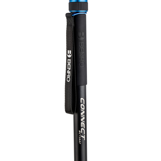 Close-up of Benro Connect's quick-release lock sleeve for monopod/tripod conversion