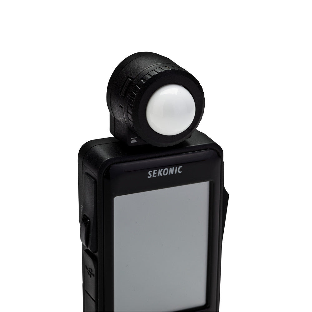 Close-up of the Sekonic L-478's 2.7-inch color touch screen interface in daylight