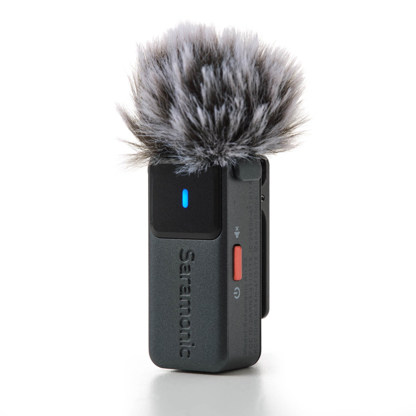 Clip-on Saramonic Air transmitter with noise cancellation for clear audio