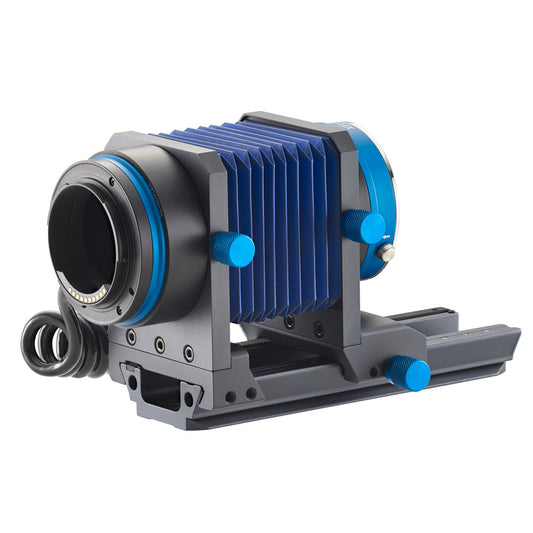 Close-up macro photography setup with Sony E-Mount bellows extension