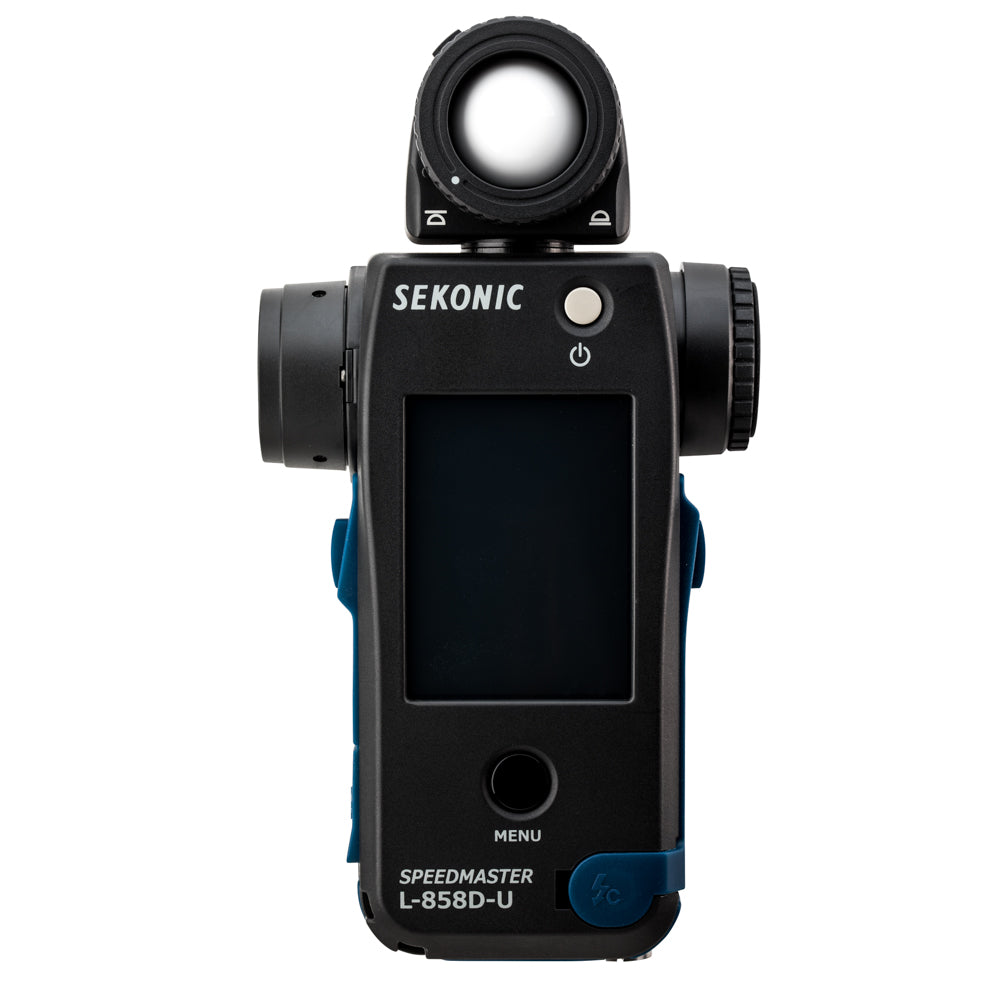 Close-up of Sekonic L-858D-U's 2.7" color touchscreen interface