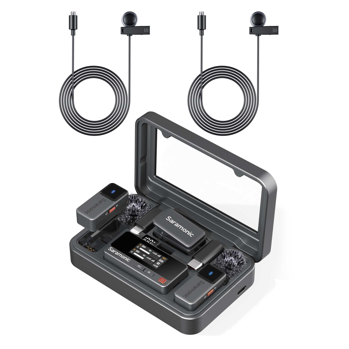 Dual-channel mic receiver with LED display and low-cut filters