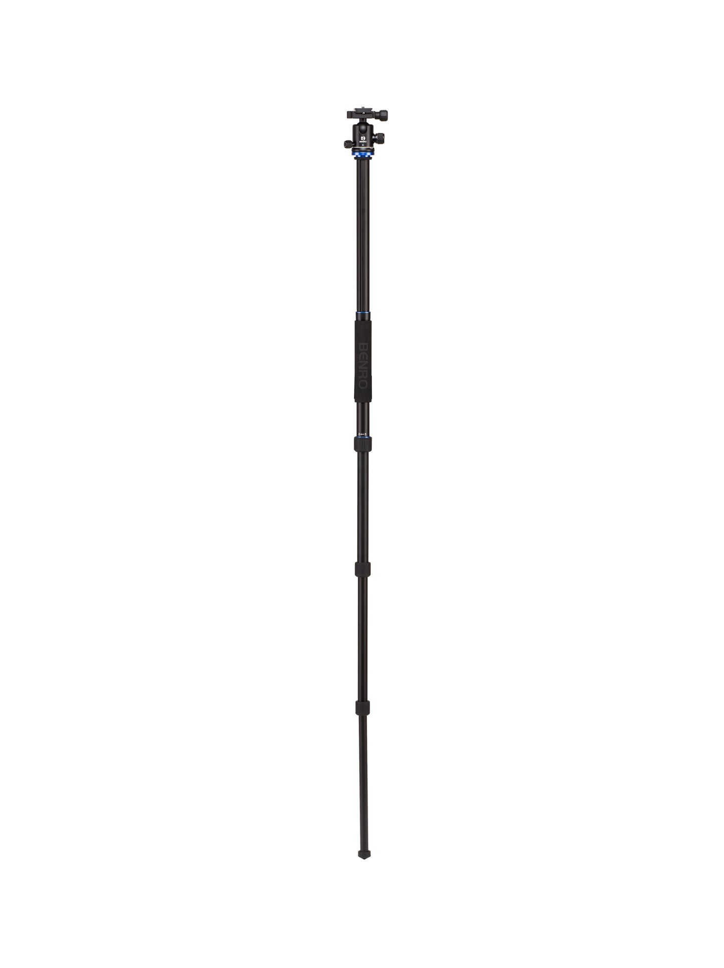 Fully extended monopod with a tripod head