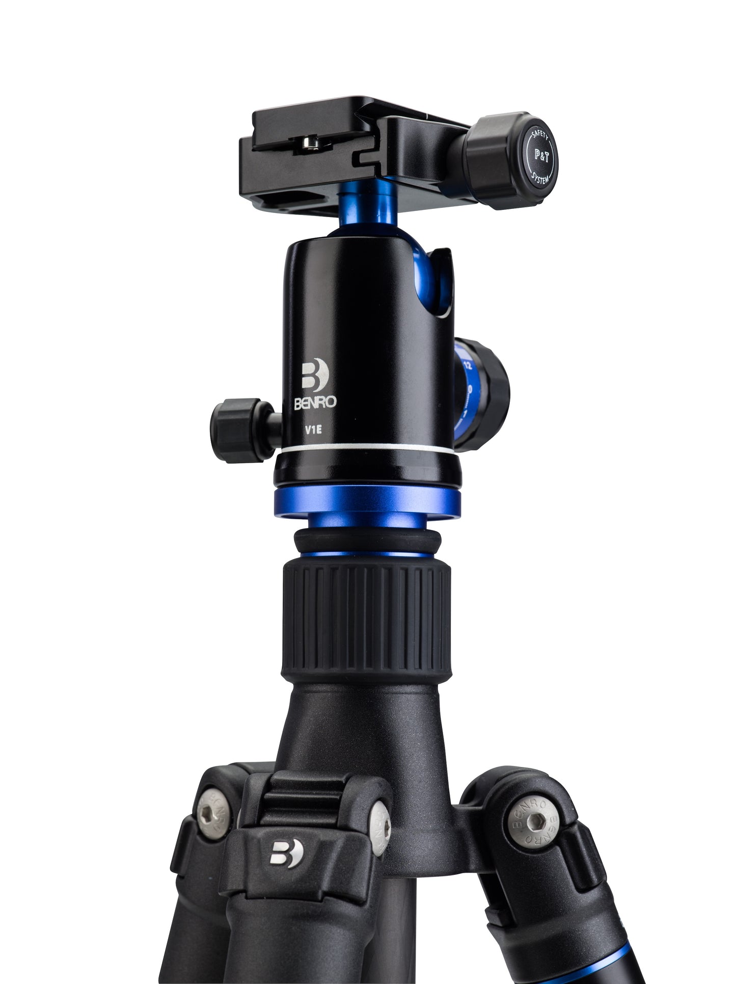 The quick-release Arca-Swiss style plate attached to a camera base.