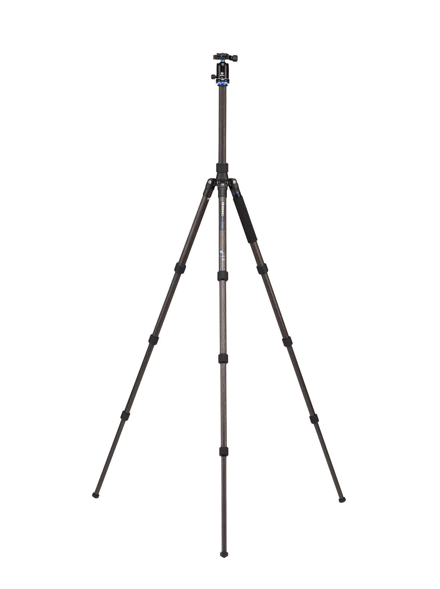 Professional Travel Angel FTA28CV1 carbon fiber tripod with ballhead fully extended.