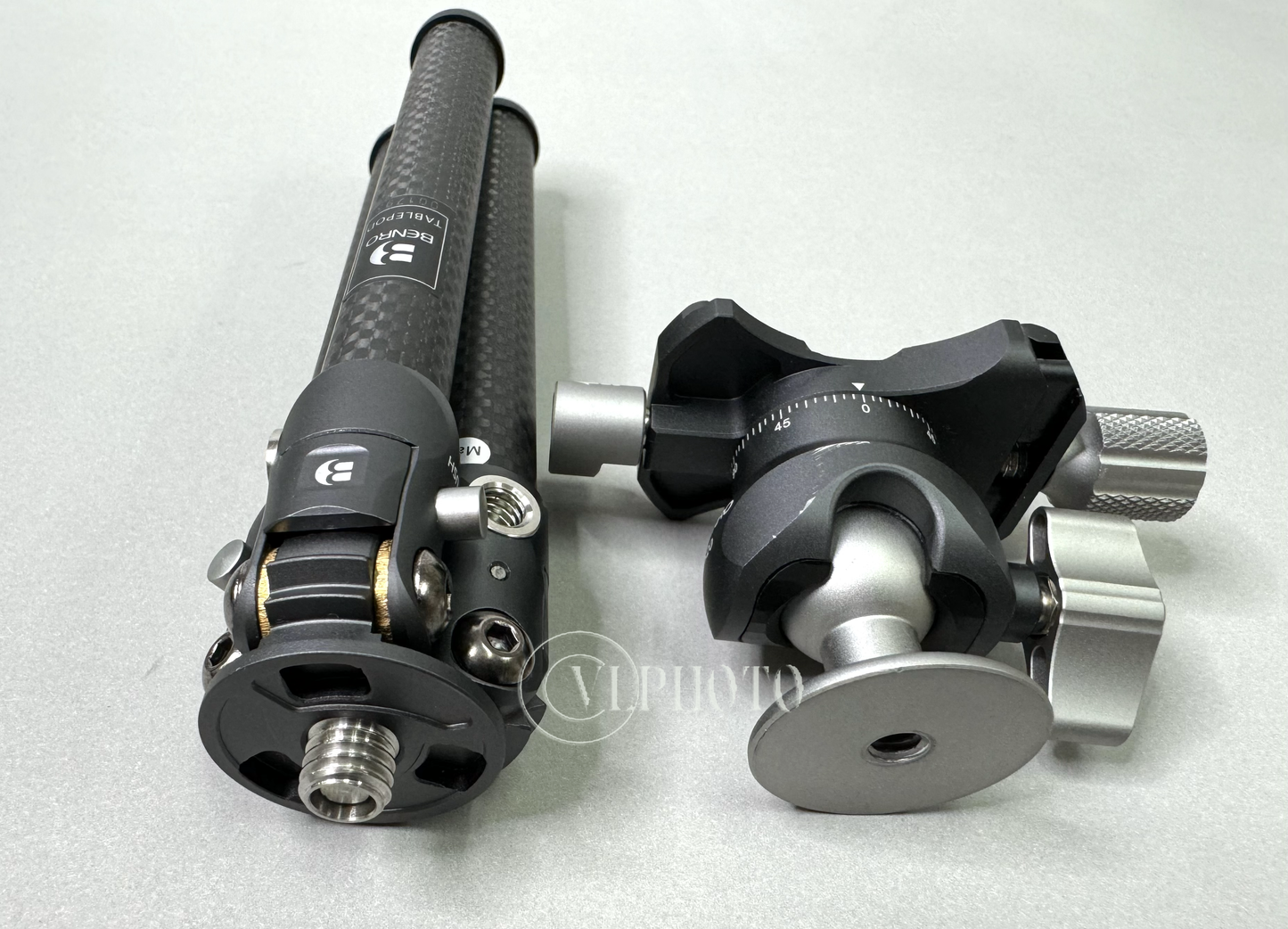 Benro TablePod Carbon Fiber Tripod extended to its maximum working height of 8.7 inches, suitable for various photography needs.