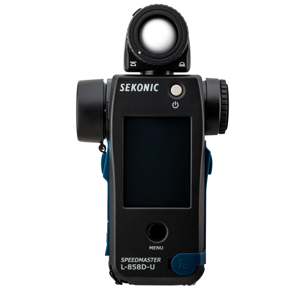 Photographer adjusting settings on the L-858D-U Speedmaster meter