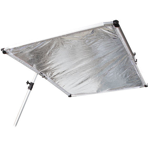 Portable solar panel with reflective surface on a white background