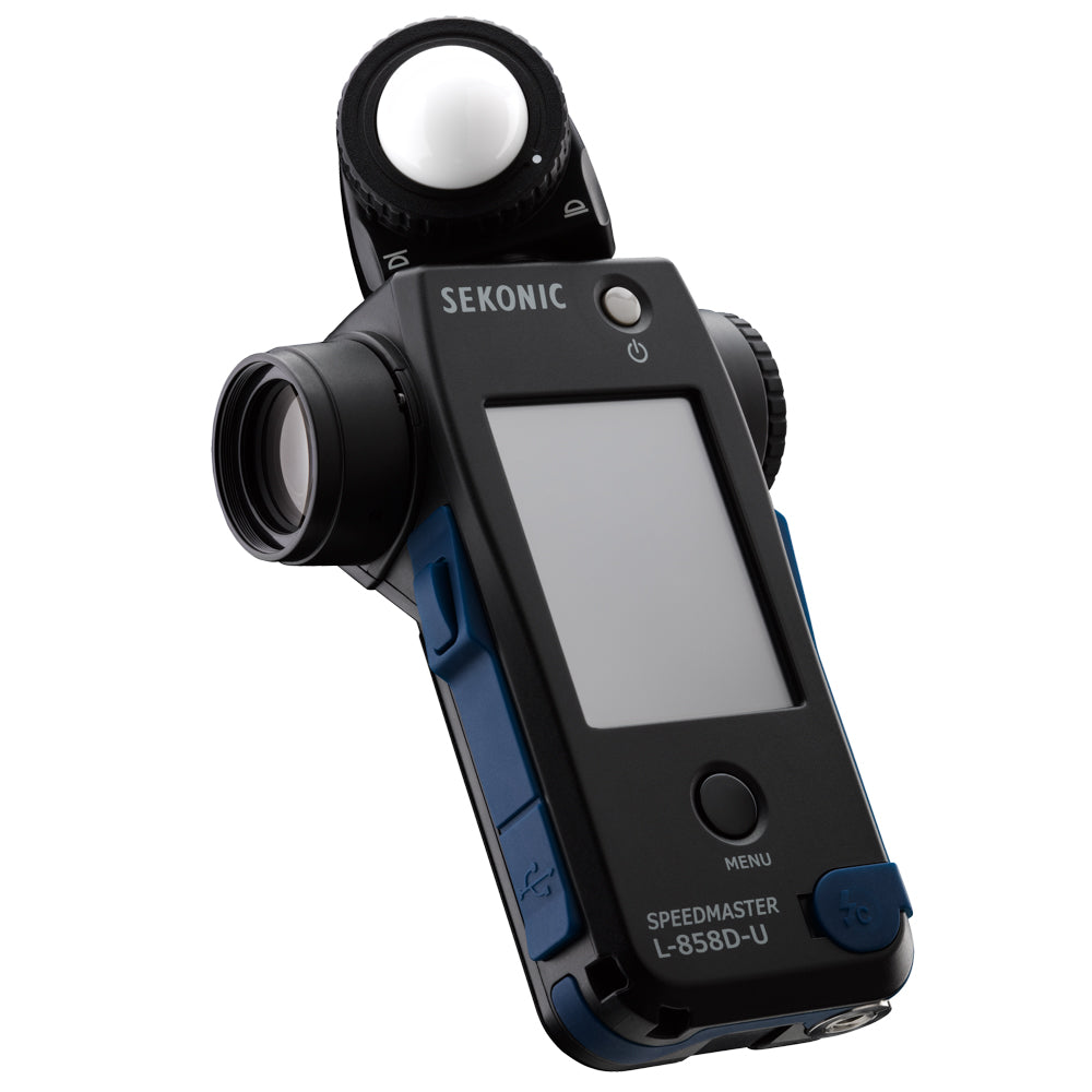 Sekonic L-858D-U displaying exposure data on touchscreen