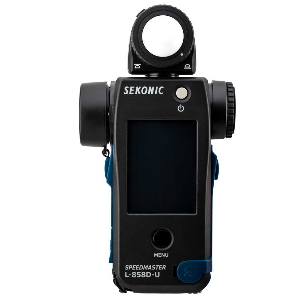 Sekonic light meter comparing ambient and flash exposure readings