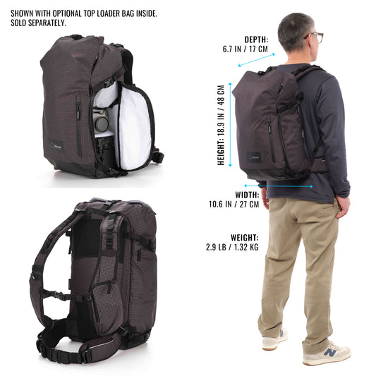 Sidecountry camera backpack with side-access and Top Loader insert compatibility