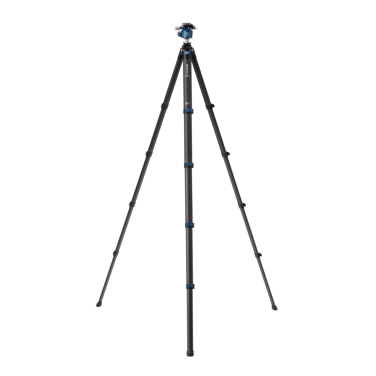 Benro Blackbird tripod set at a wide leg angle for maximum stability on uneven ground.
