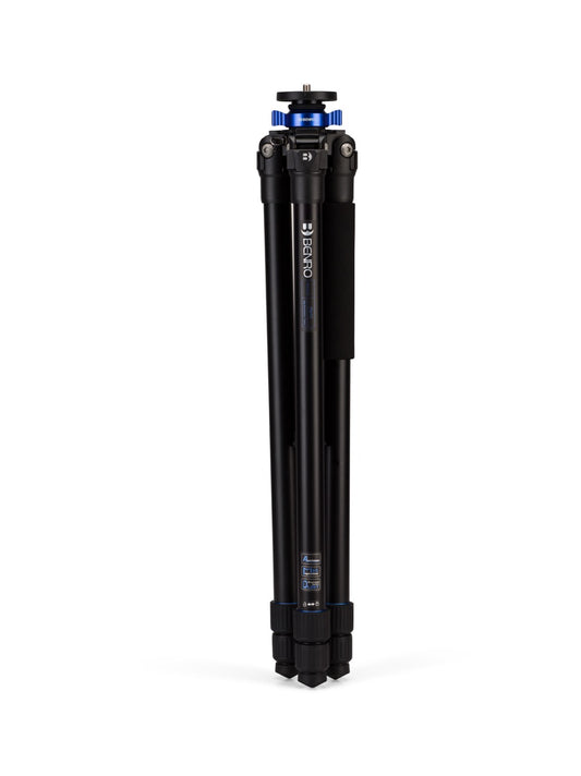 Side view of the Benro Mach3 aluminum tripod folded.