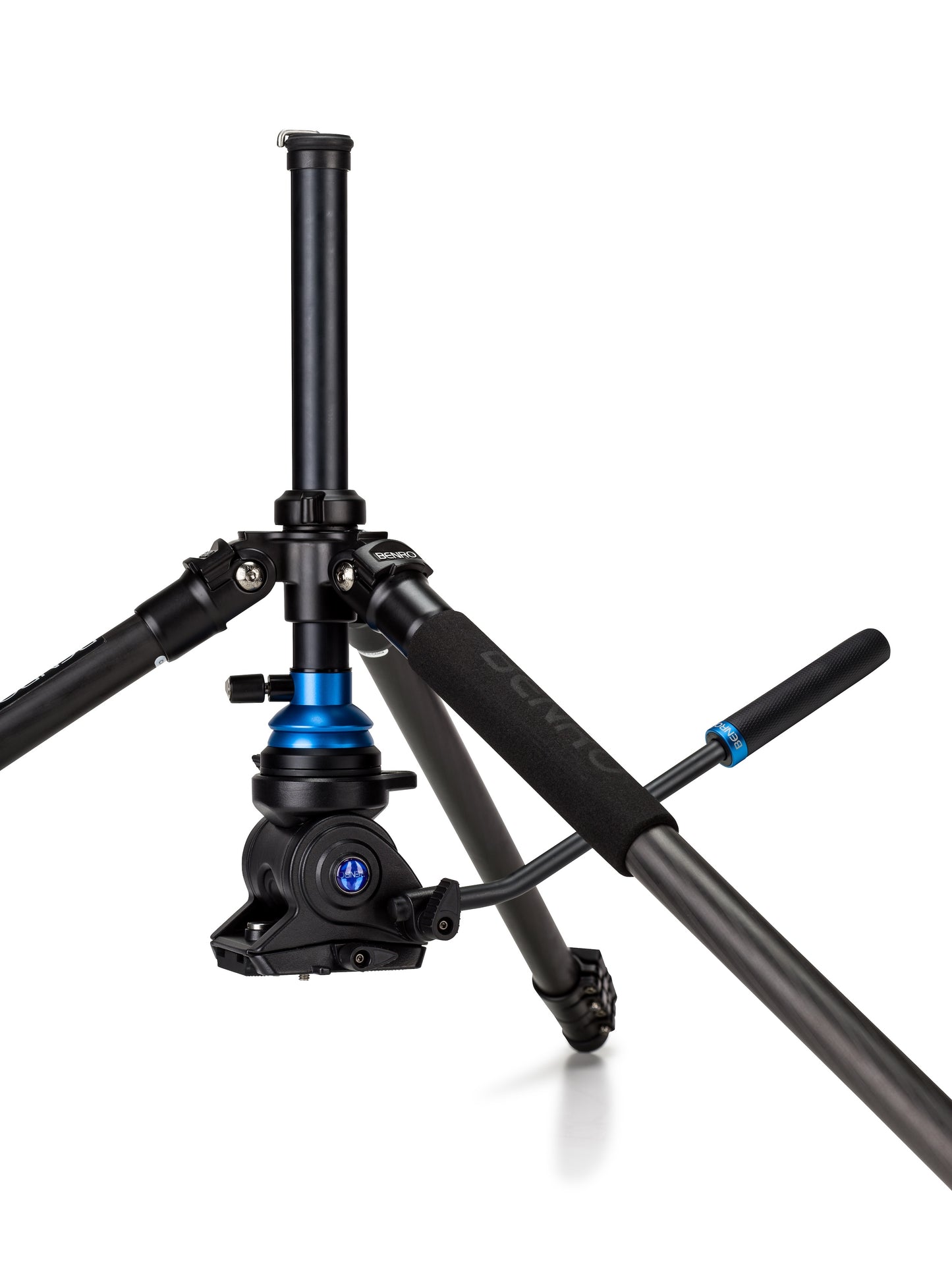 The tripod legs set at three different angle stops, demonstrating stability on uneven terrain.