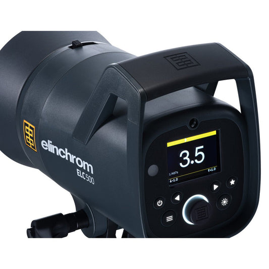 ELC 500 Monolight Side View – Smart Cooling & Quick-Lock Modifier Mount