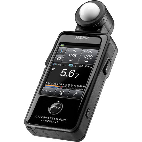 Sekonic L-478 light meter measuring ambient light in a studio setup