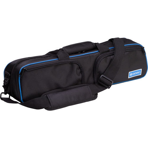 Benro FGP28A tripod stored inside its included heavy-duty padded carrying case.