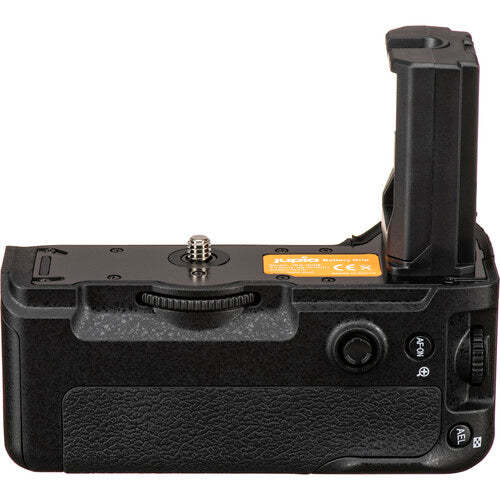 The Jupio battery grip shown next to a Sony camera body, demonstrating its standalone size.