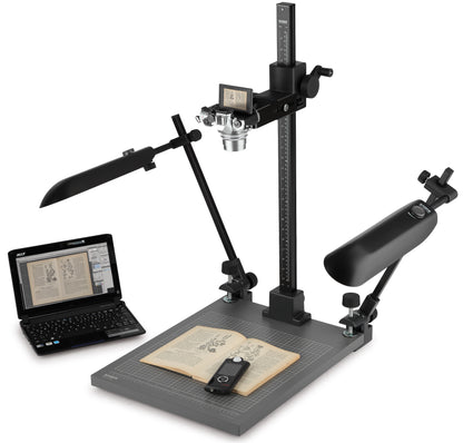 Matte black anodized aluminum column of the Kaiser RS2 XA featuring manual height adjustment and 1/4 inch mounting thread.