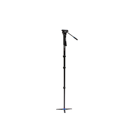 Fully extended monopod with a video tripod head