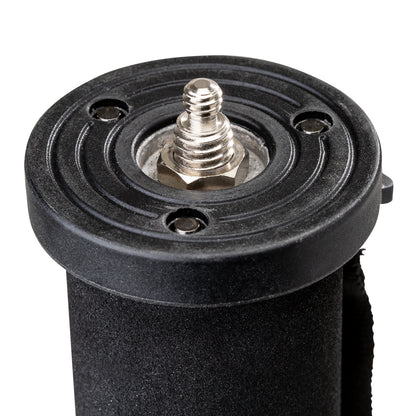 Top monopod mechanical component with a metallic bolt on a white background