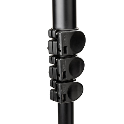 Flip monopod with adjustable clamps on a white background