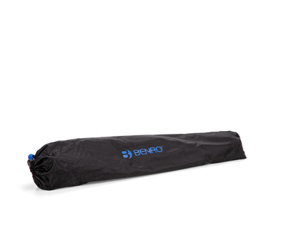 Black camera tripod bag with Benro logo on a white background