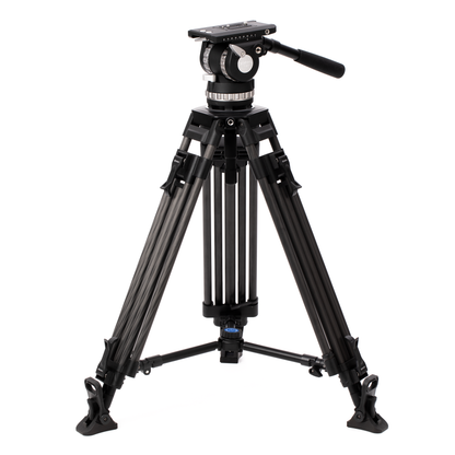 The Benro BVX18 quick-release plate being slid onto the fluid head's platform.