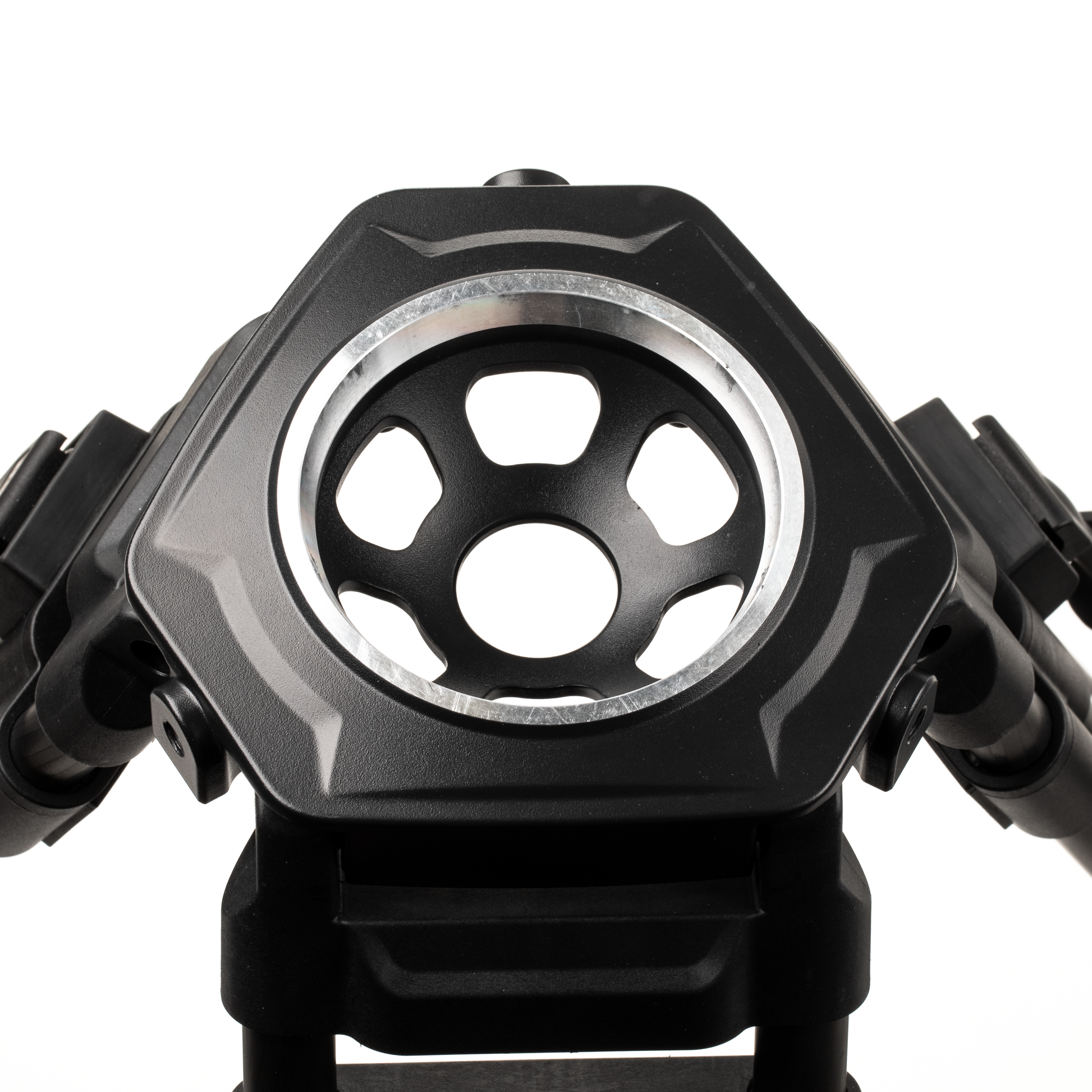 The BVX18 fluid head's 100mm bowl mount allowing for smooth leveling adjustments