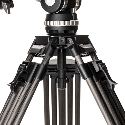 Close-up detail of the carbon fiber weave pattern on the BVX18 tripod legs