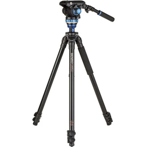 Benro A2573F Aluminum Single Tube Tripod with S6Pro Fluid Video Head, supporting up to 13.2 lbs, ideal for videographers and photographers.