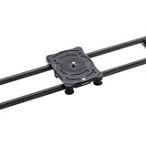 Close-up of Benro MoveOver8B slider's 18mm carbon fiber rails for enhanced stability