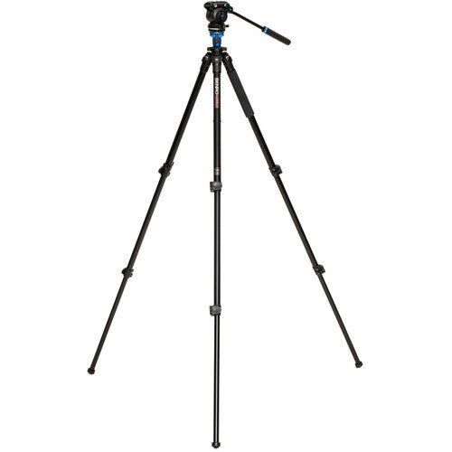 S2 PRO video head on the Benro tripod offers precise control with independent pan and tilt locks.