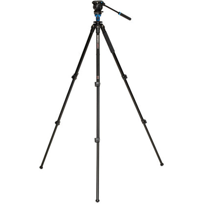S2 PRO video head on the Benro tripod offers precise control with independent pan and tilt locks.