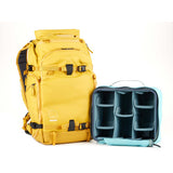 yellow adjustable height torso backpack with tracking sleeve