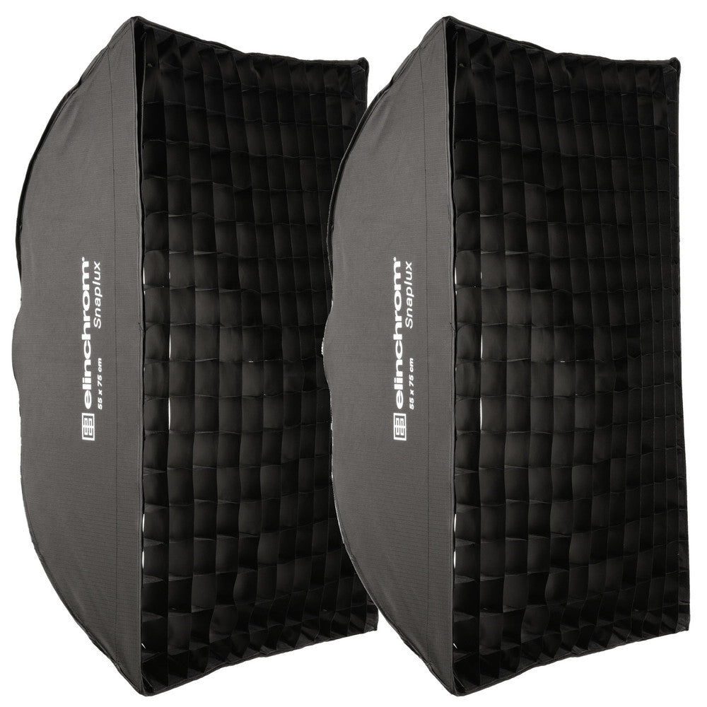 Elinchrom Softbox To Go Kit with two Snaplux Quick-Open Rectaboxes (22 x 30 in), external diffusers, and 30° fabric grids for precise light control in still life photography.