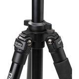 Benro A2573F tripod with S6Pro fluid video head supporting smooth panning and tilting actions.