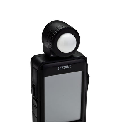Close-up of the Sekonic L-478's 2.7-inch color touch screen interface in daylight
