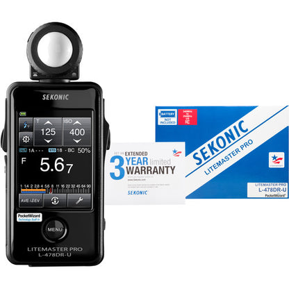Sekonic L-478 light meter displaying cine mode settings for video shutter angle - box