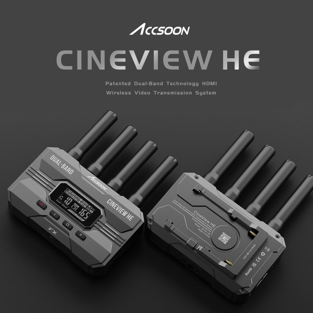 Four devices simultaneously receiving wireless video from single CineView HE transmitter