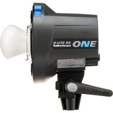 Close-up of the Elinchrom D-Lite RX One Flash Head, featuring 100W/s power and 1/2200 sec flash duration for precise action freezing.