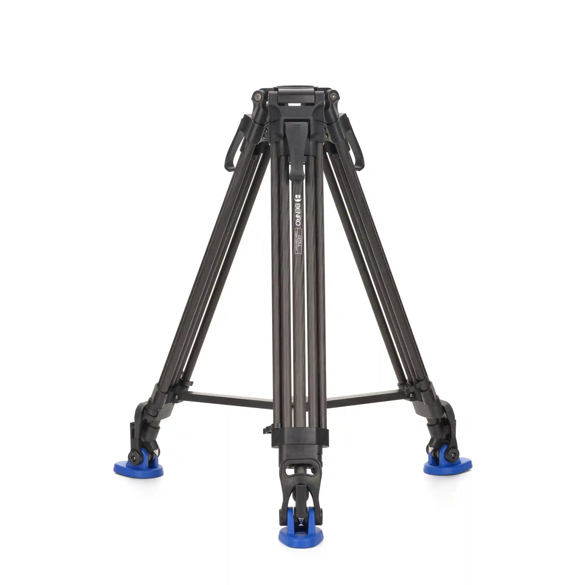 Video tripod view of the 60mm bowl base on the Benro video tripod ready for fluid head mounting.