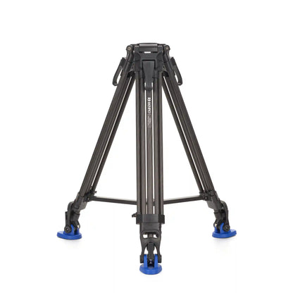 Video tripod view of the 60mm bowl base on the Benro video tripod ready for fluid head mounting.