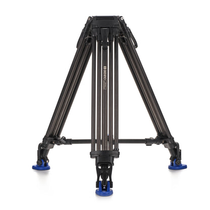 Benro C673LL Lightning Lock Carbon Fiber 75mm Bowl Video Tripod standing fully assembled