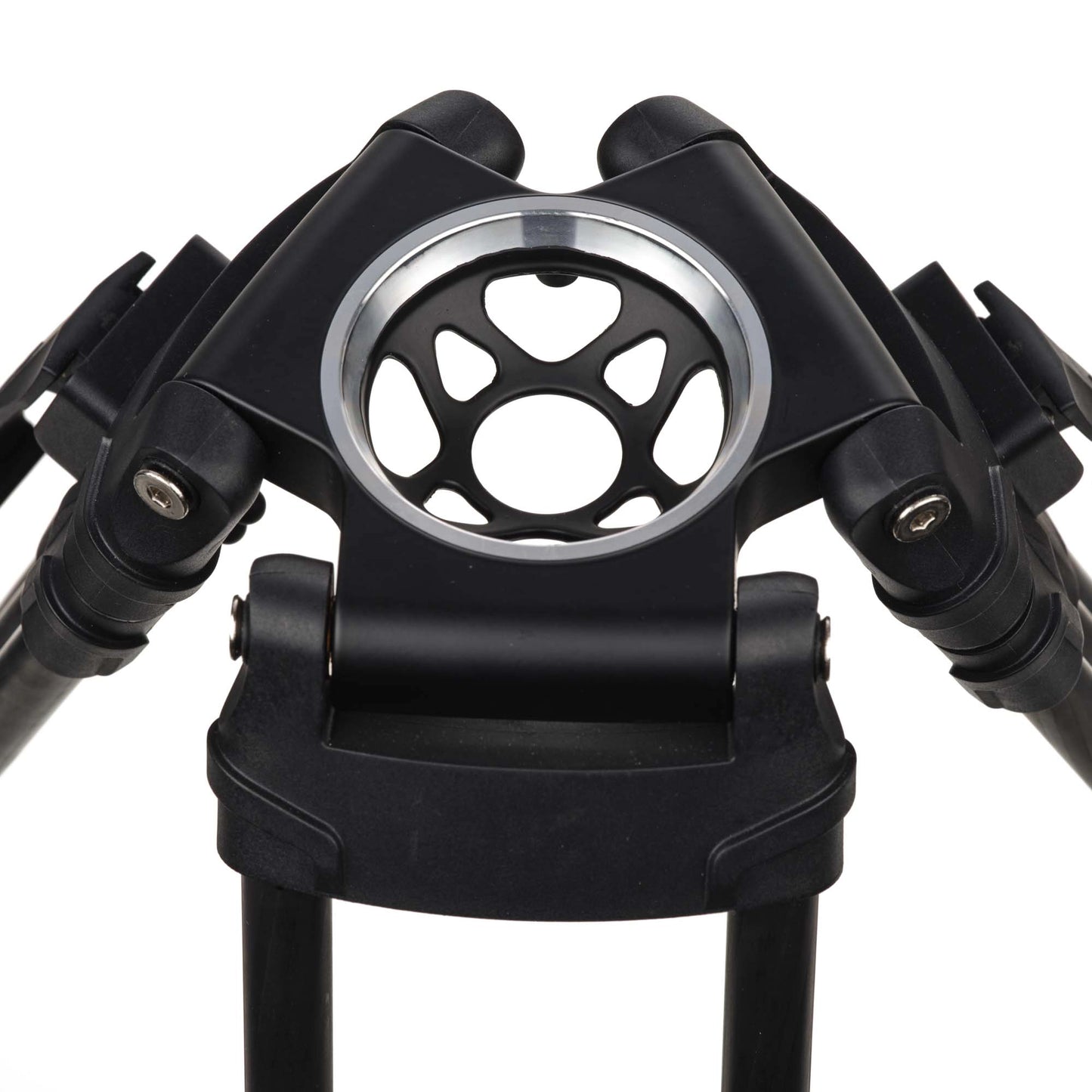 Convertible rubber and spiked feet on Benro professional video tripod for indoor and outdoor use